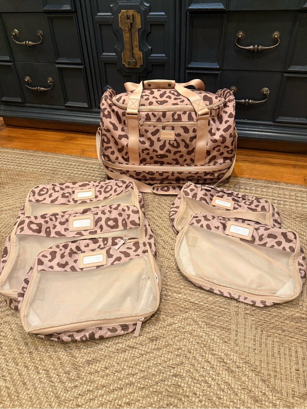 Calpak Stevyn Leopard Bag & Packing Cubes